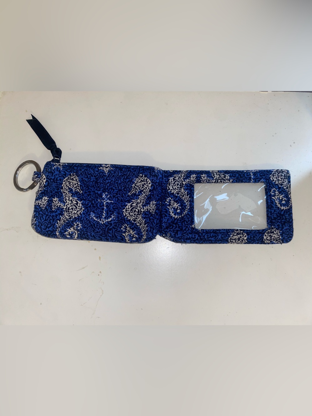 Vera Bradley Royaln Blue and White Seahorse Paisley Wristlet ID Case - Picture 5 of 15